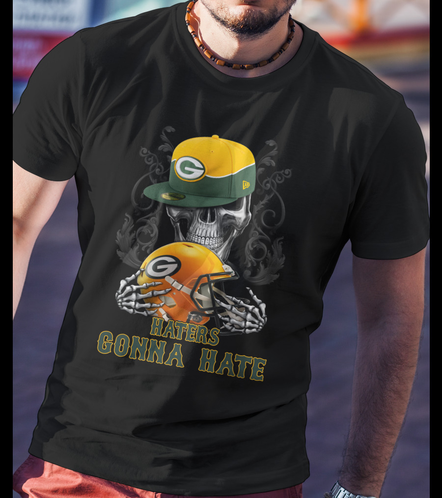 Haters Gonna Hate Green Bay Packers Skull Helmet Cap T-Shirt