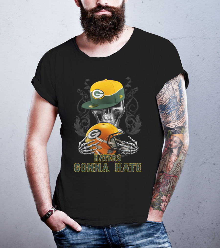 Haters Gonna Hate Green Bay Packers Skull Helmet Cap T-Shirt