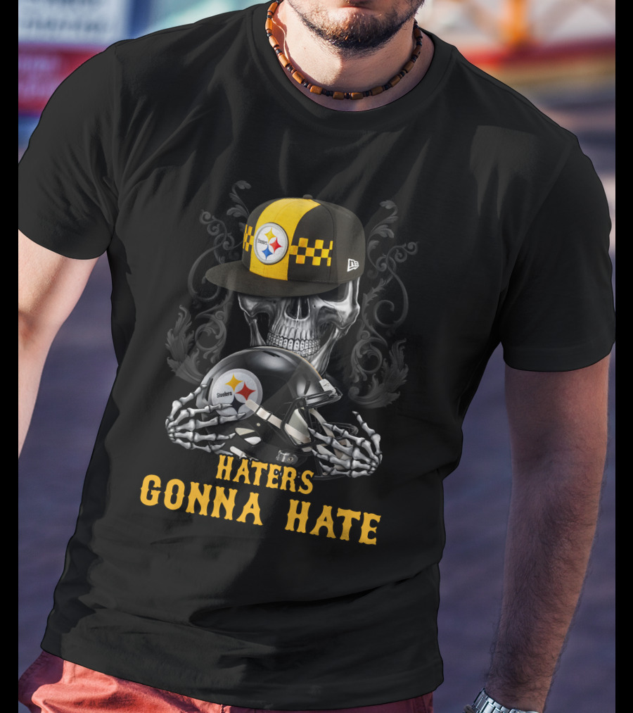 Haters Gonna Hate Pittsburgh Steelers Skull With Helmets T-Shirt