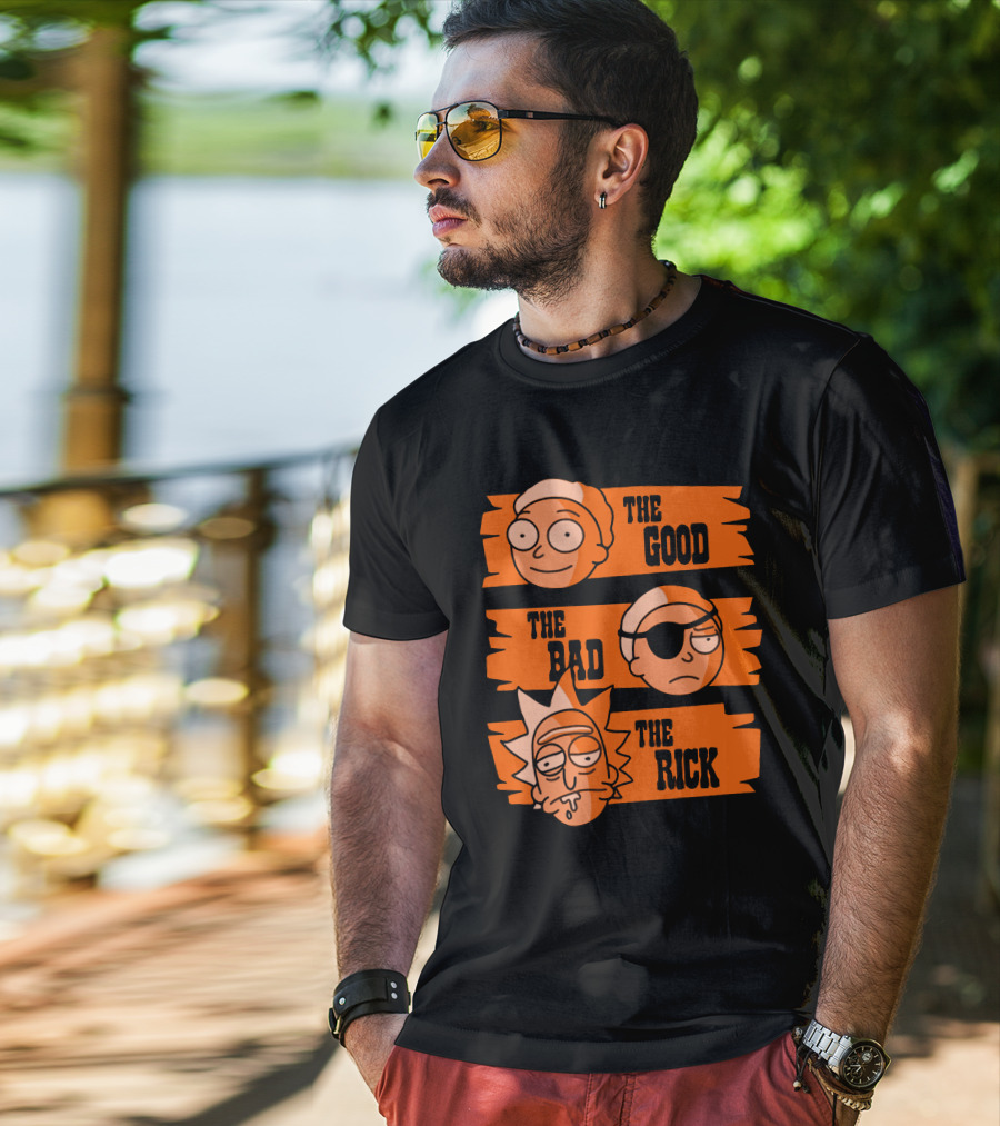 The Good The Bad The Rick Faces Iconic T-Shirt