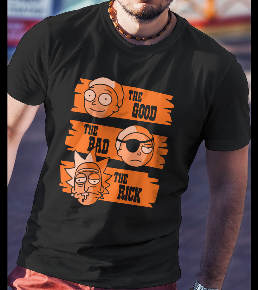 The Good The Bad The Rick Faces Iconic T-Shirt