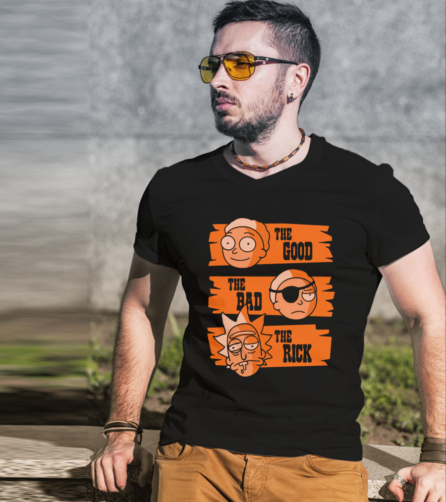 The Good The Bad The Rick Faces Iconic T-Shirt