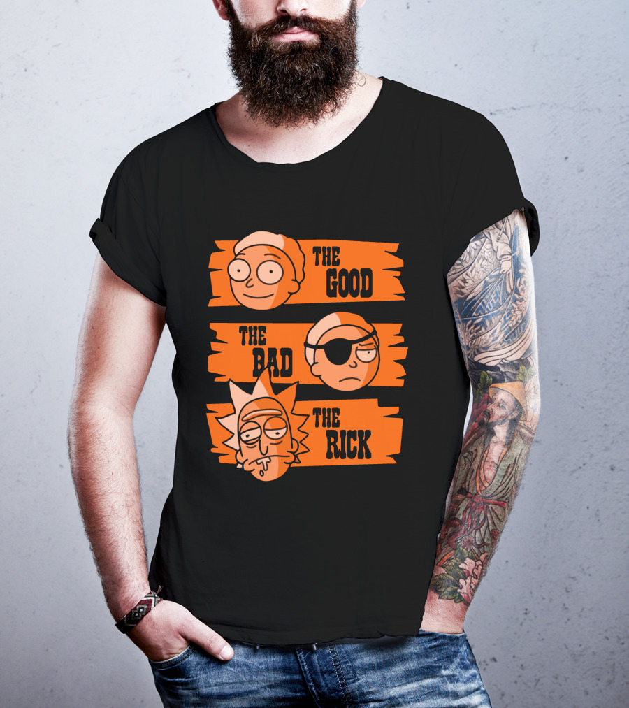 The Good The Bad The Rick Faces Iconic T-Shirt