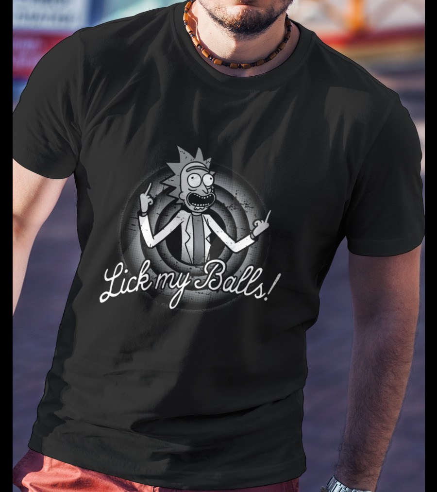 Lick My Balls Rick Middle Finger T-Shirt
