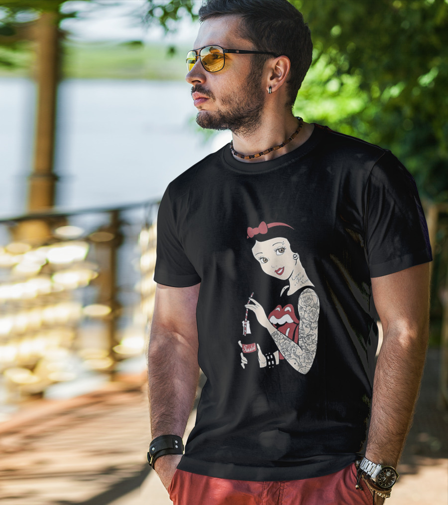 Snow White Tattooed Princess Drinking Coke Rolling Stones T-Shirt