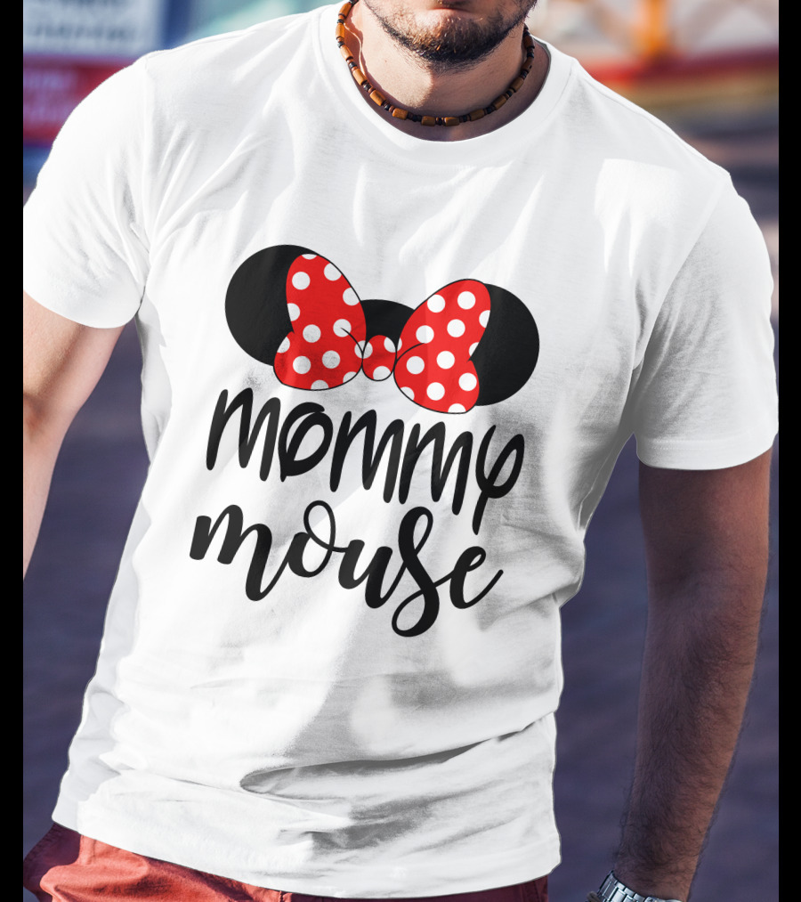 Mommy Mouse Red Polka Dot Bow Ears T-Shirt