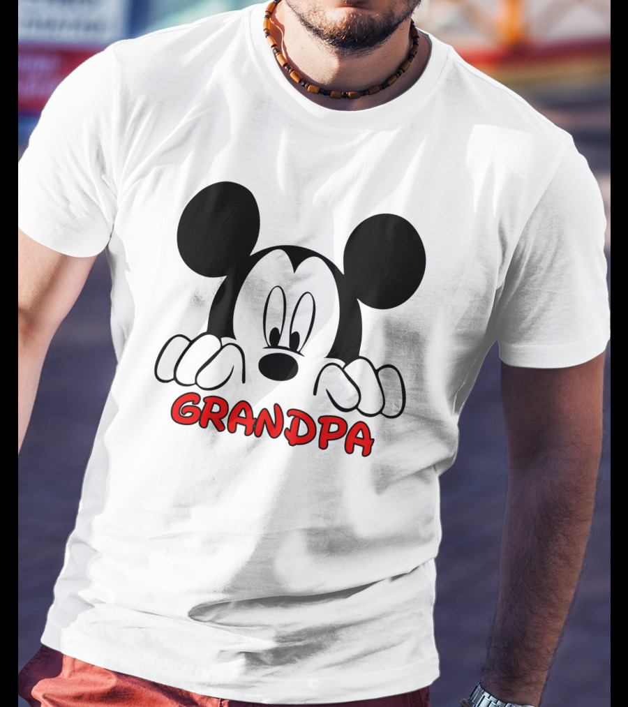 Mickey Mouse Peeking Grandpa T-Shirt