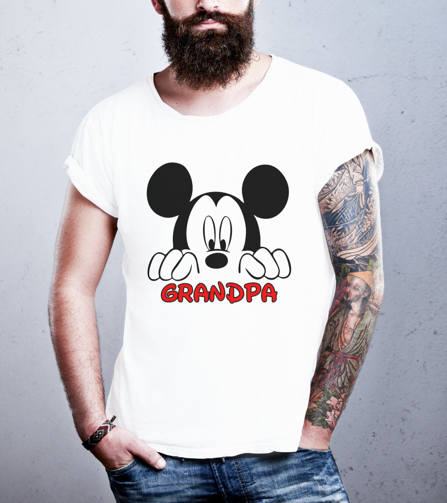 Mickey Mouse Peeking Grandpa T-Shirt