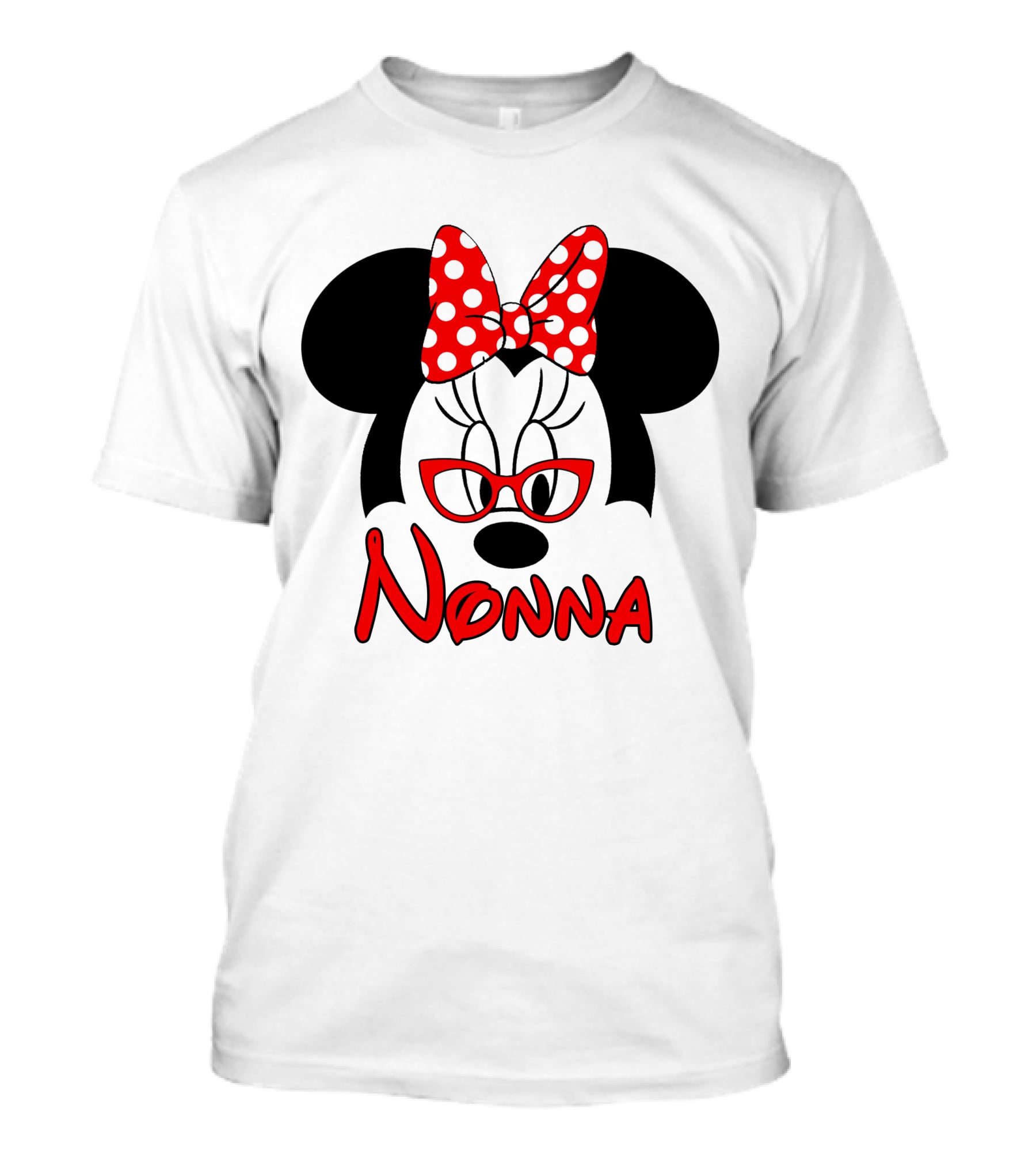 Minnie Nonna Red Glasses And Polka Dot Bow T-Shirt