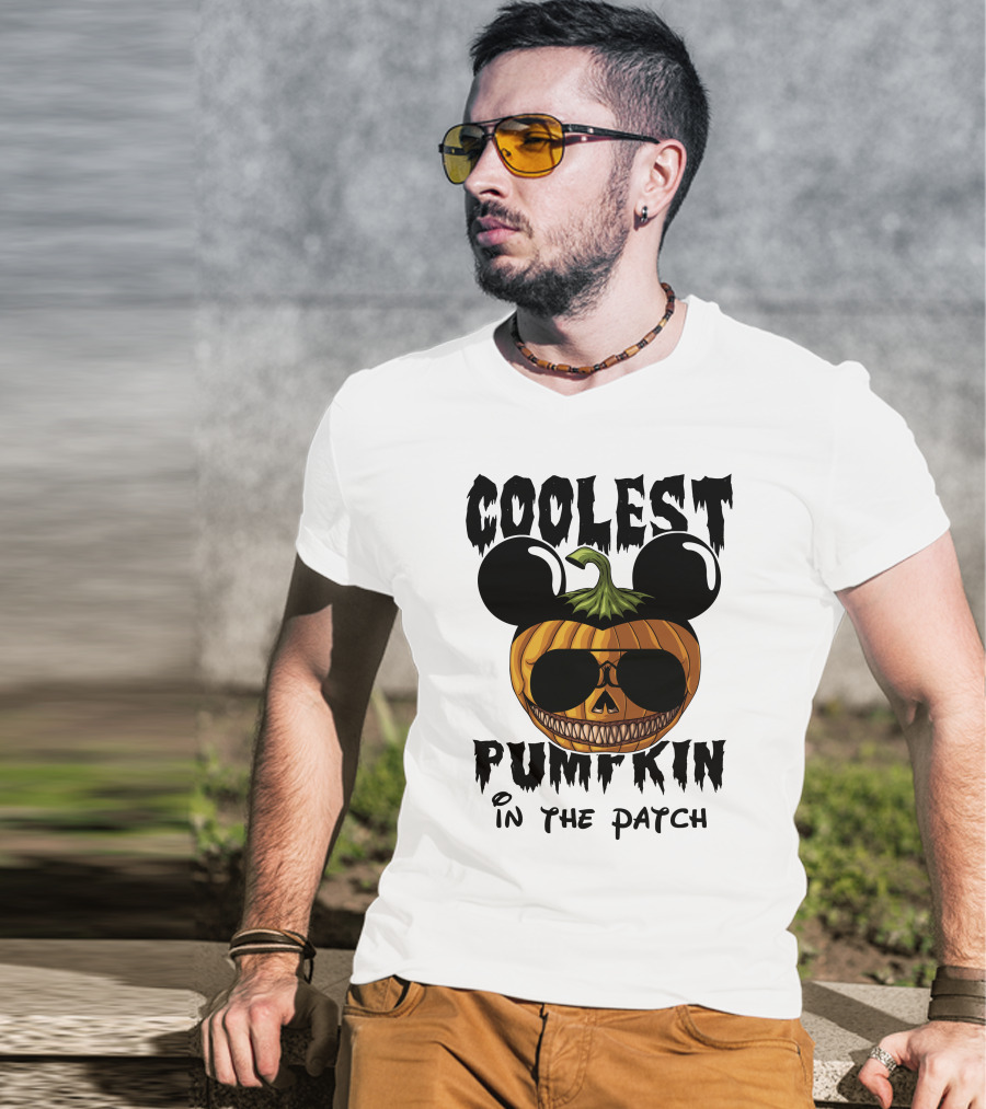 Coolest Pumpkin In The Patch Mickey Ears Sunglasses T-Shirt