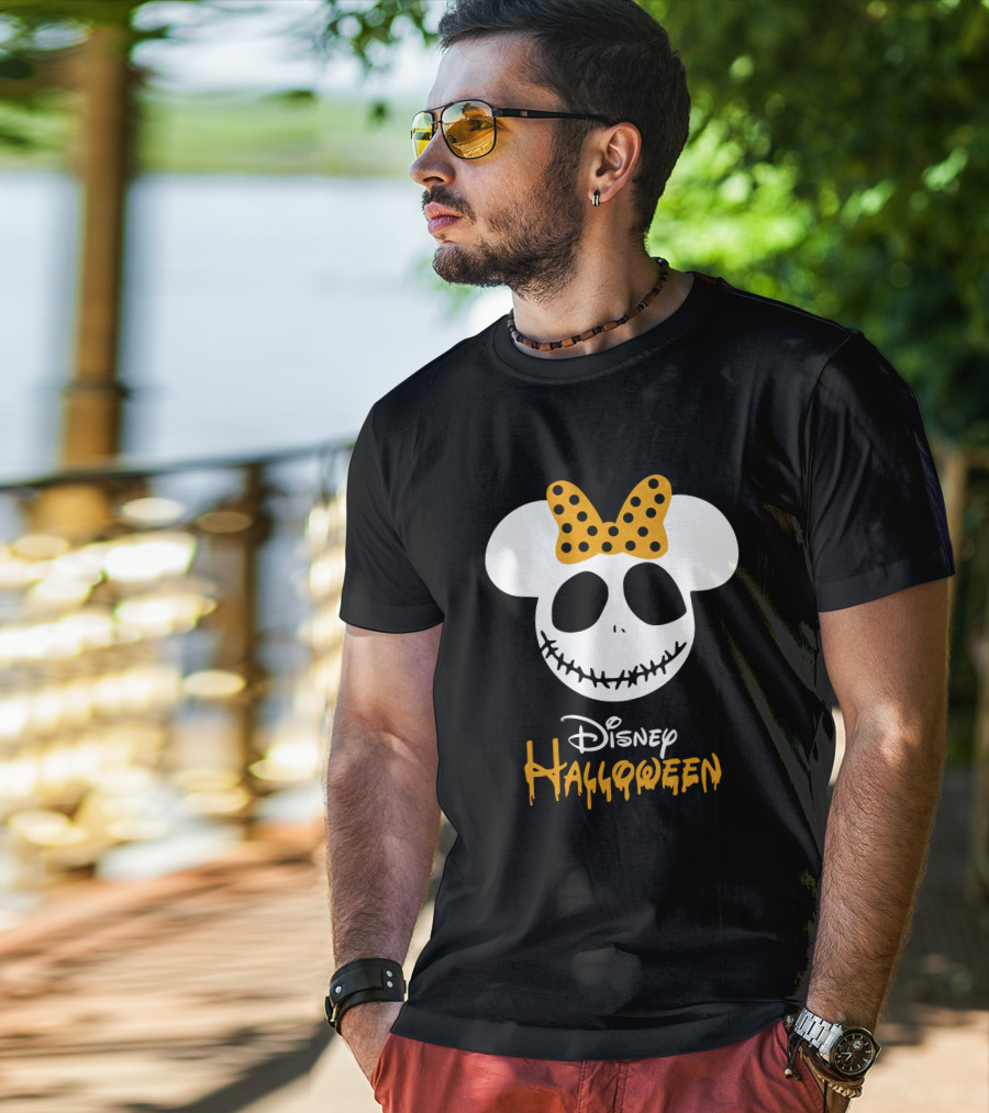 Disney Halloween Minnie Mouse Skull Bow T-Shirt