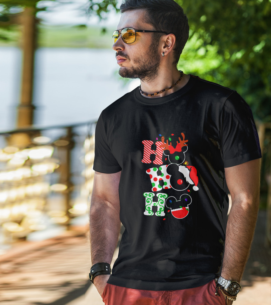 Ho Ho Ho Christmas Mickey Reindeer Santa T-Shirt