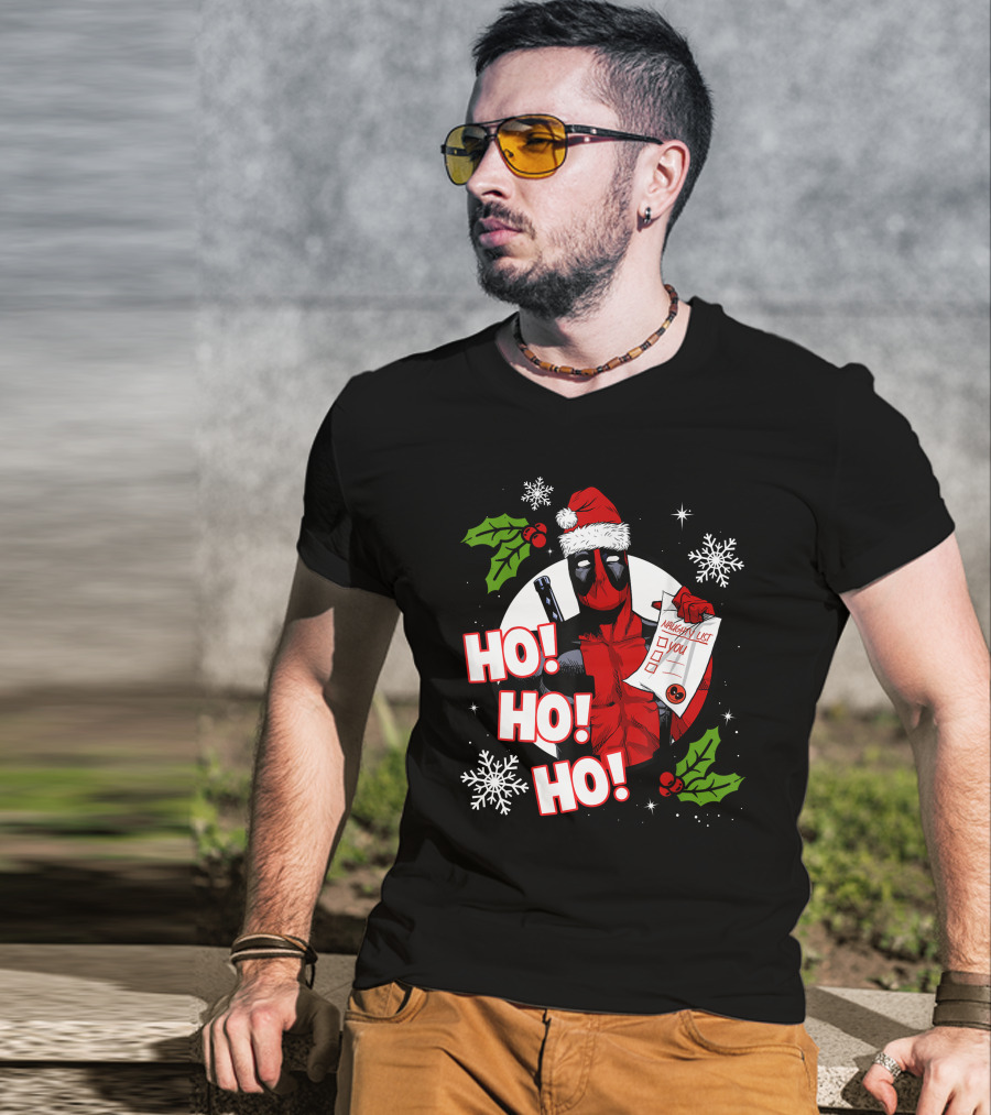 Deadpool Naughty List Ho Ho Ho Christmas T-Shirt
