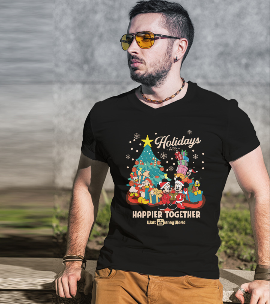 Walt Disney World Holidays Are Happier Together Mickey Minnie Christmas Tree T-Shirt