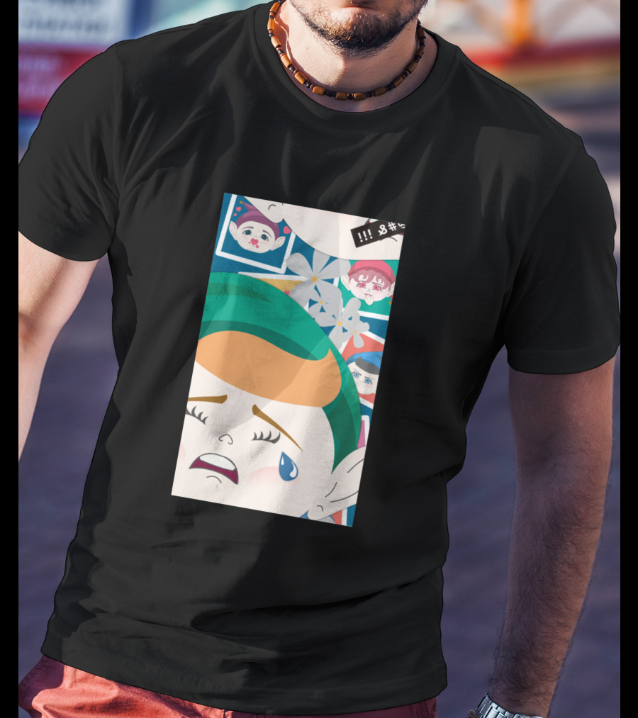 All Out Weeping Piximoji With Floral Background And Expressive Faces T-Shirt