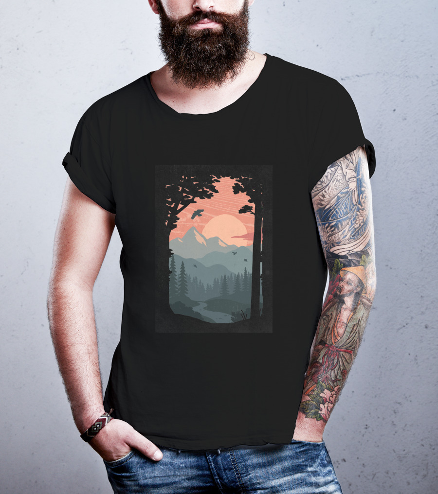 Along The Trail Sunset Mountain Landscape 860555 T-Shirt