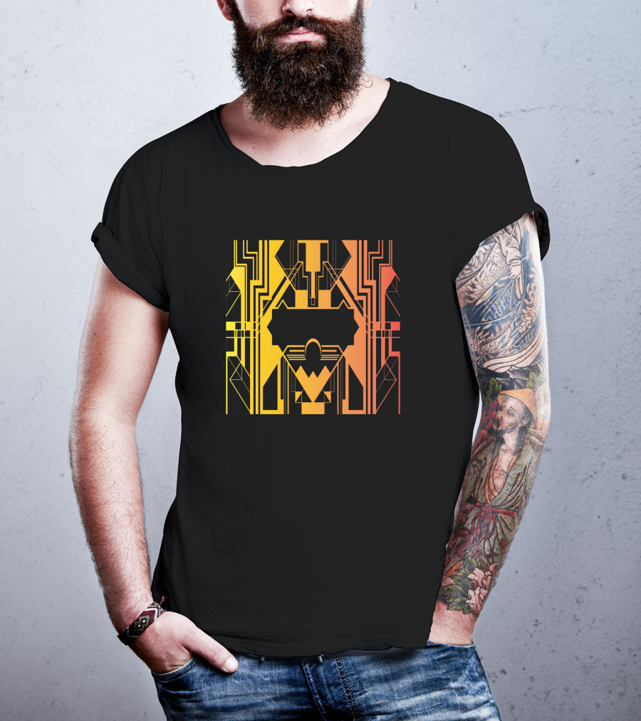 Ar Deco Geometric 444595 Black Orange Yellow T-Shirt