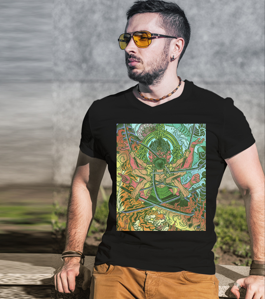 One Piece Roronoa Zoro Asura Concept Colors Of Fury T-Shirt
