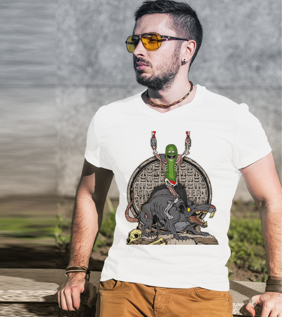 Rick And Morty Pickle Rat City Sewer Power T-Shirt