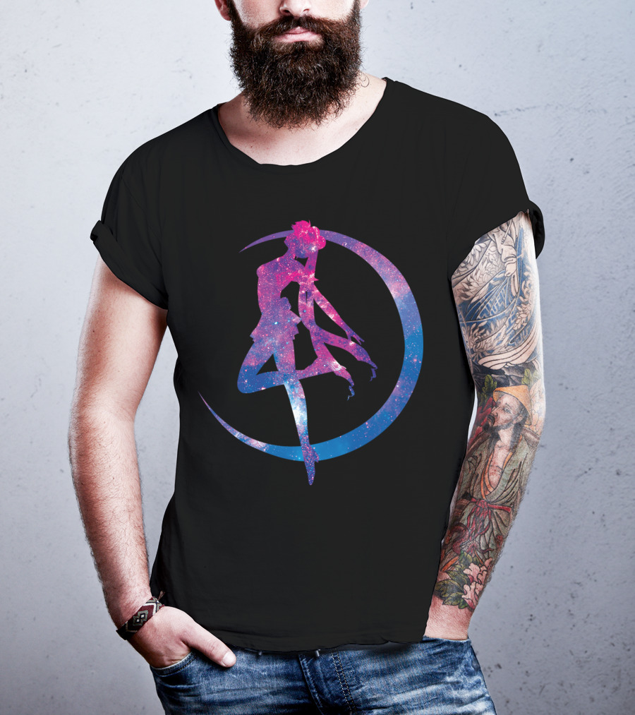 Sailor Moon Galaxy Silhouette Lunar Pose T-Shirt