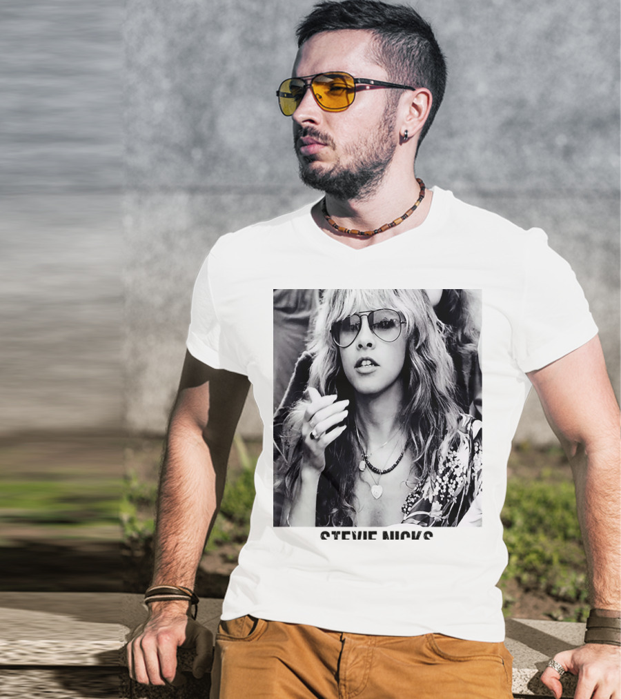 Stevie Nicks Black And White Portrait T-Shirt