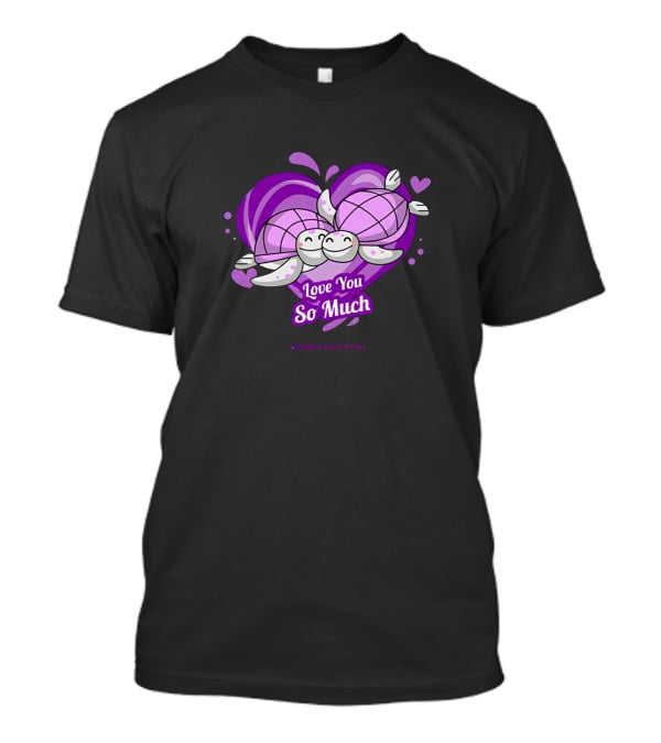Love You So Much Epilepsy Awareness Purple Turtles Heart T-Shirt