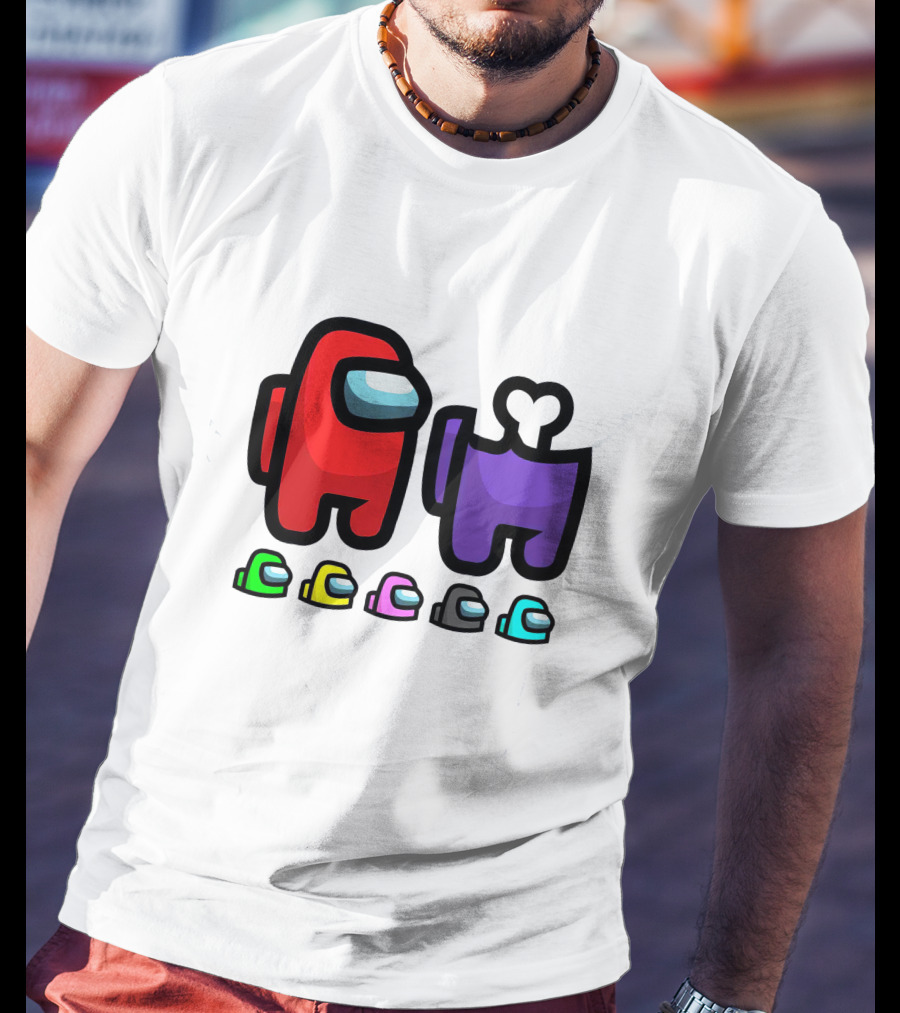 Among Us Crewmates And Dead Body Colors Red Purple Green Blue Yellow Pink Black T-Shirt