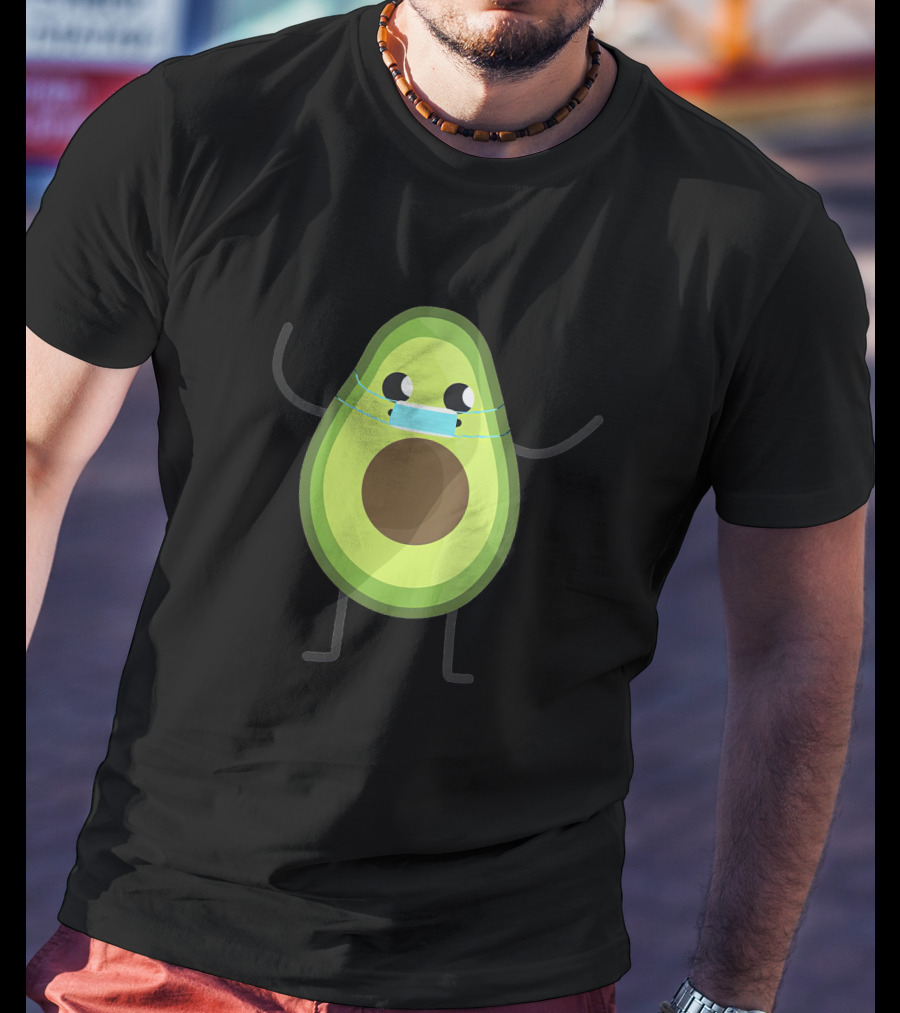 Avogato Avocado Wearing Mask Cute Fruit Character T-Shirt