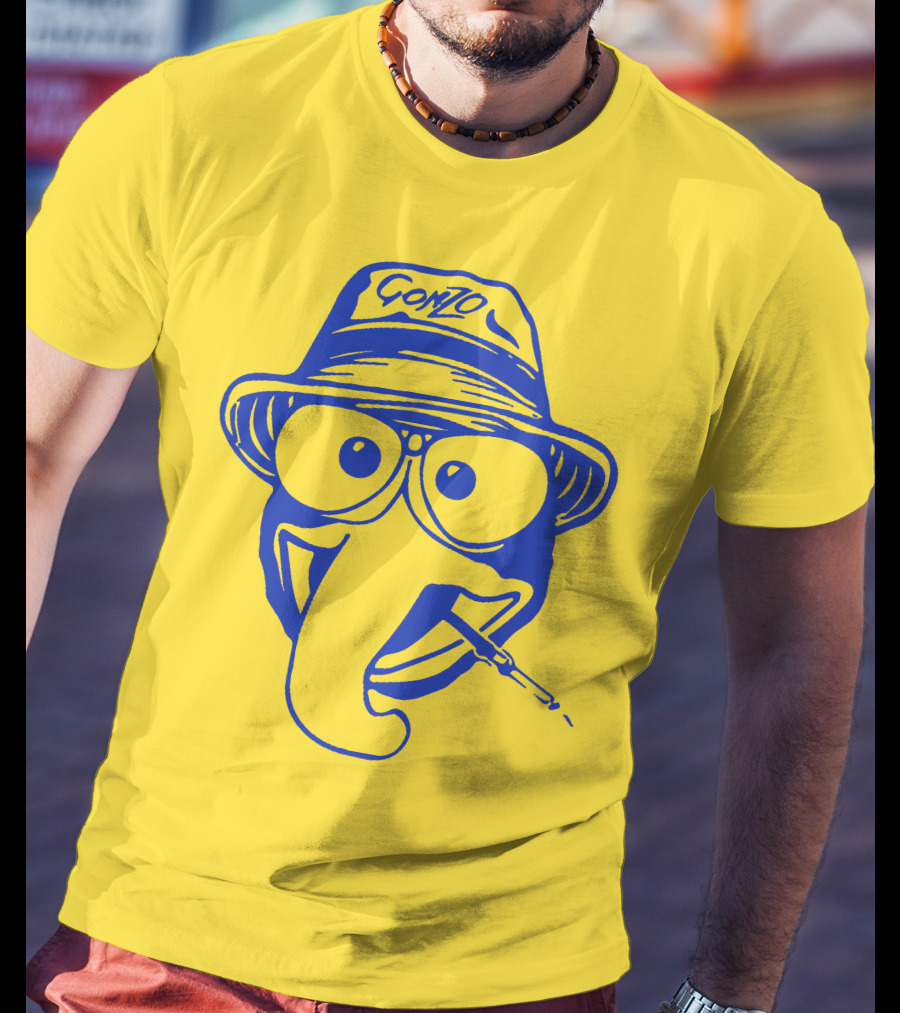 Gonzo Hunter S. Thompson Blue Art With Hat And Cigarette T-Shirt