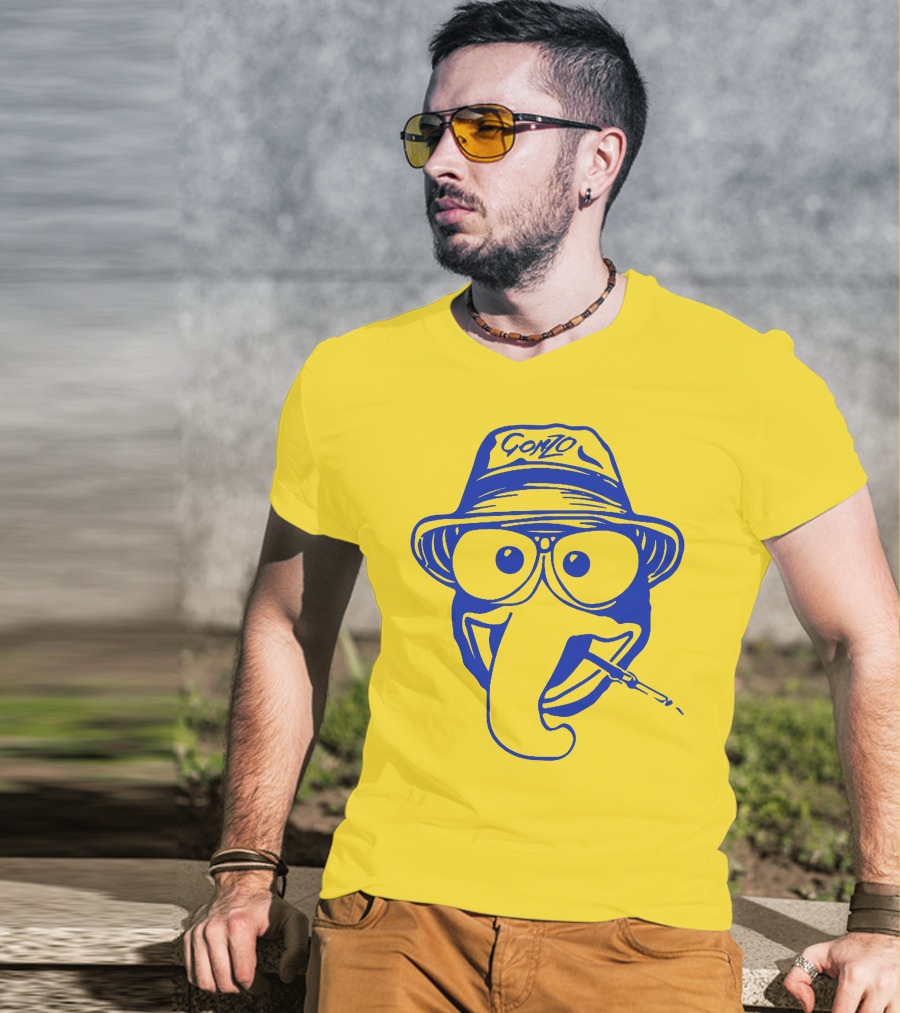 Gonzo Hunter S. Thompson Blue Art With Hat And Cigarette T-Shirt