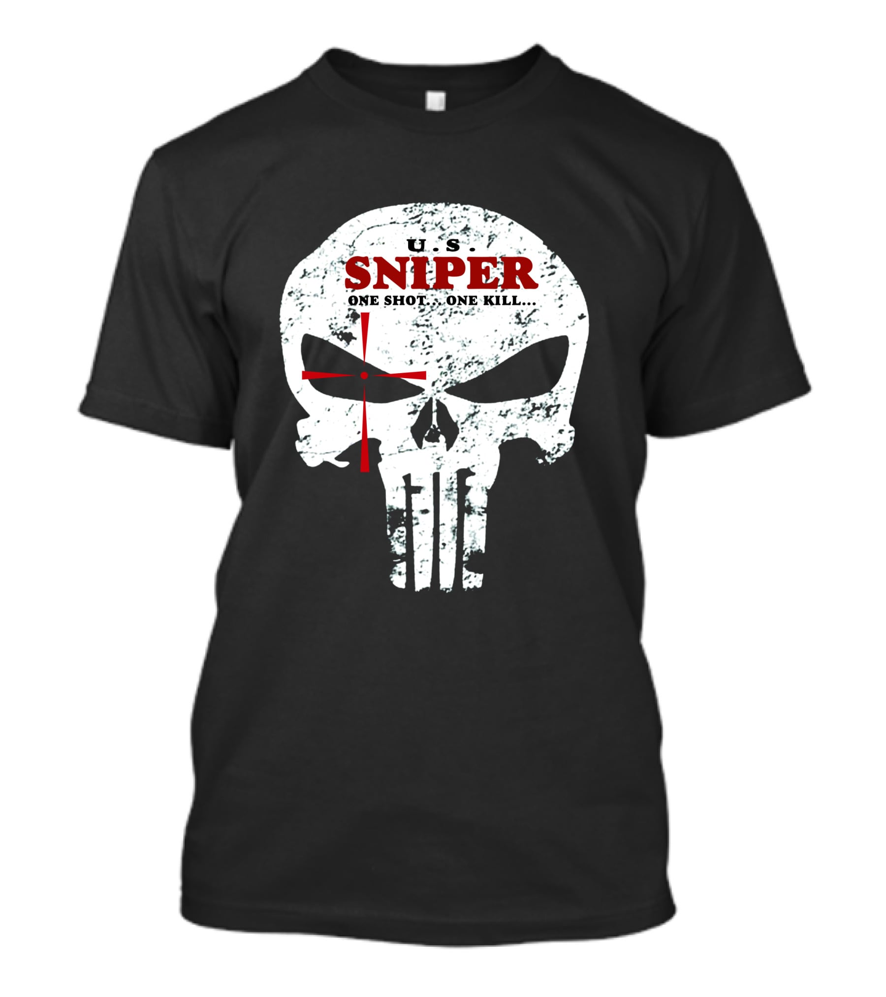U.S. Sniper One Shot One Kill Skull T-Shirt