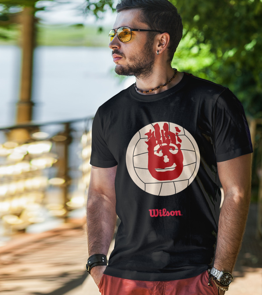 Wilson Volleyball Cast Away Movie Iconic Handprint Logo Ball T-Shirt