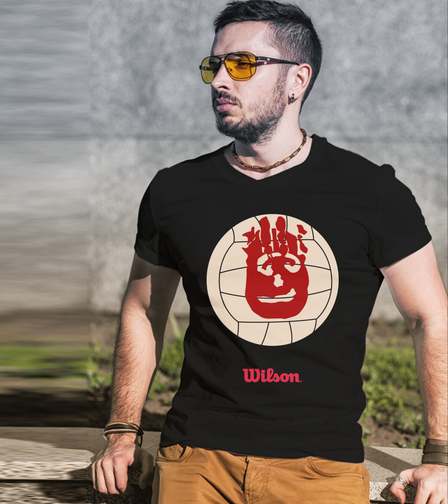 Wilson Volleyball Cast Away Movie Iconic Handprint Logo Ball T-Shirt