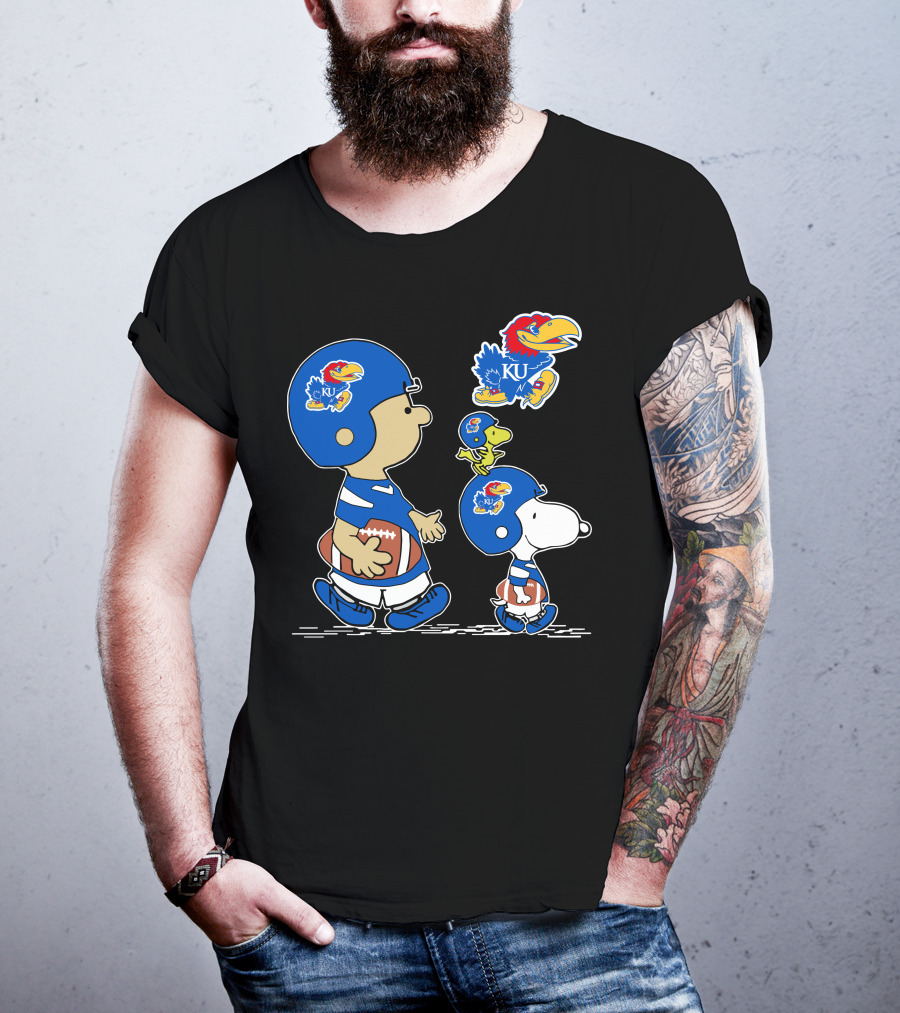 Kansas Jayhawks KU Football Peanuts Characters T-Shirt