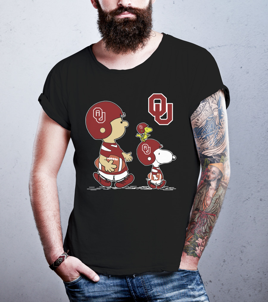 Ou Sooners Football Featuring Peanuts Characters Charlie Brown And Snoopy T-Shirt