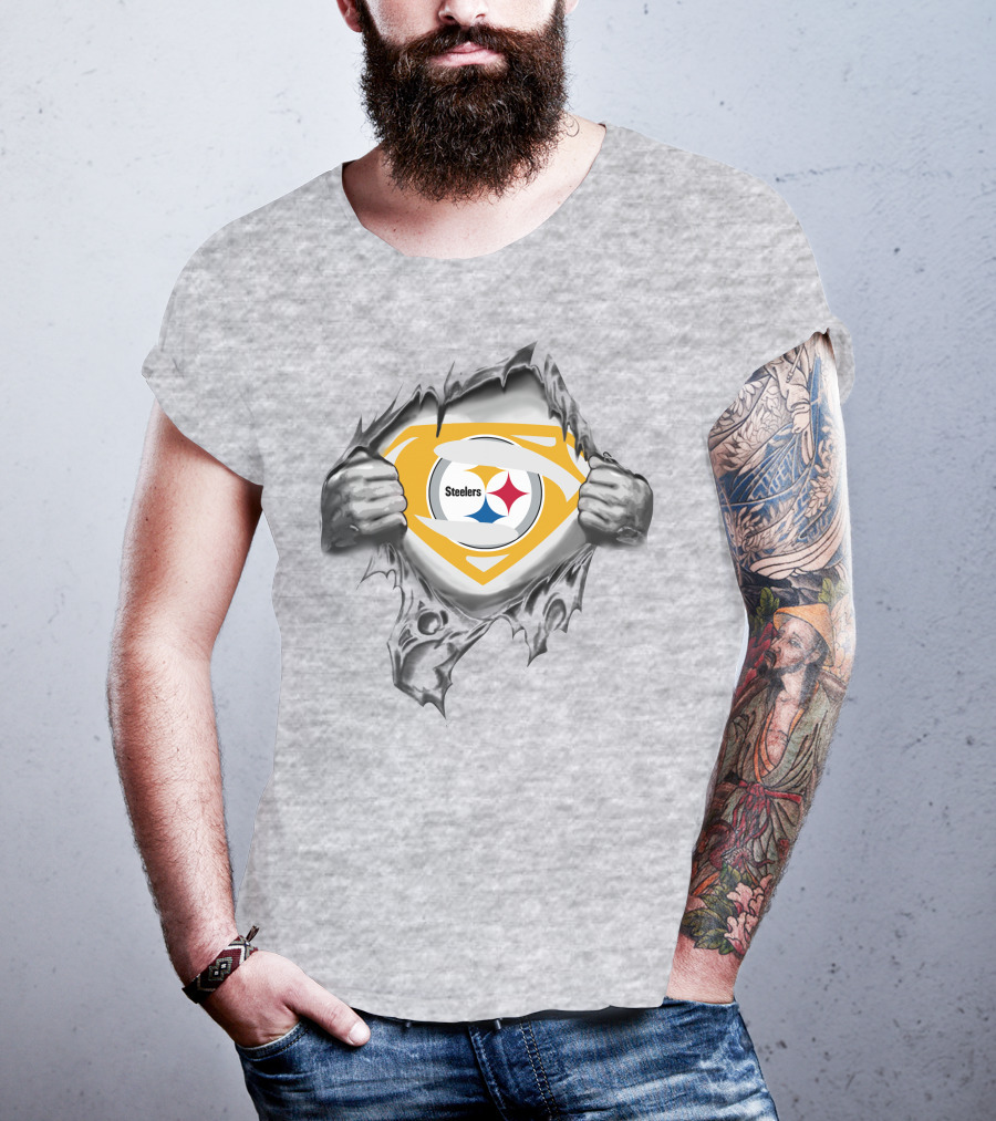 Steelers Logo Superhero Chest Reveal T-Shirt