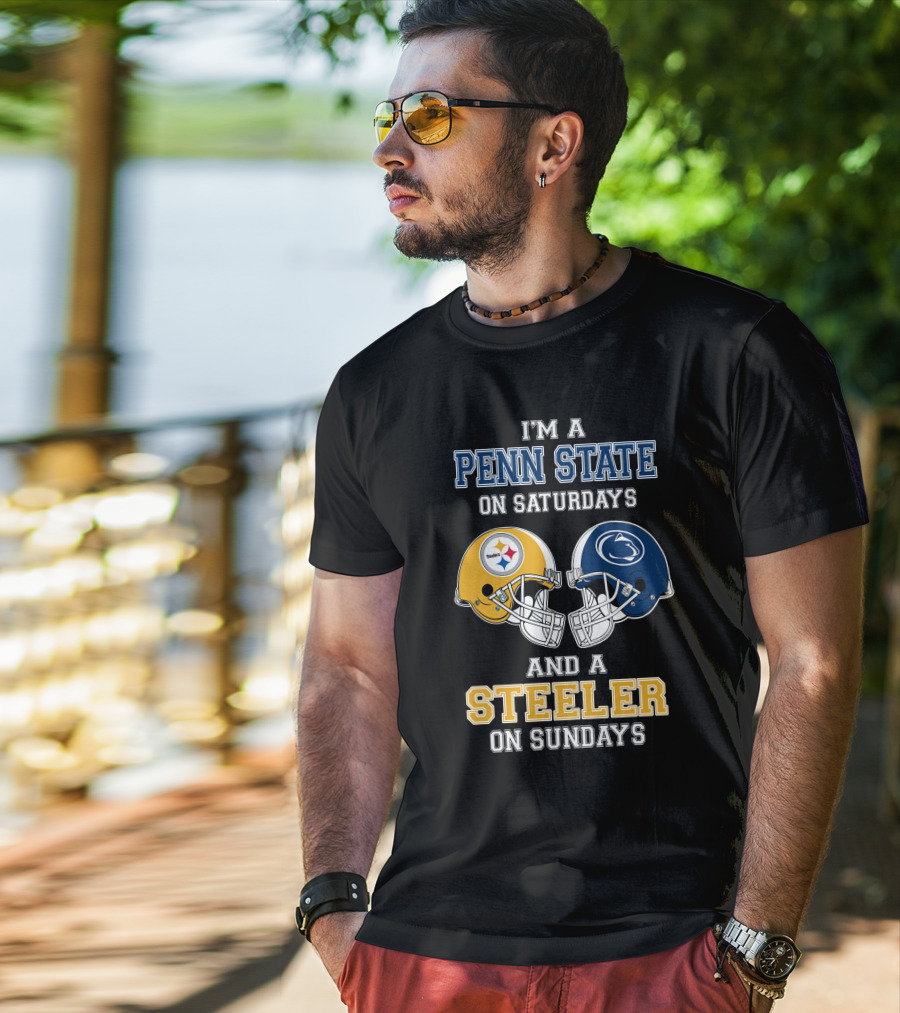 Penn State Saturdays Steelers Sundays Football Helmets T-Shirt