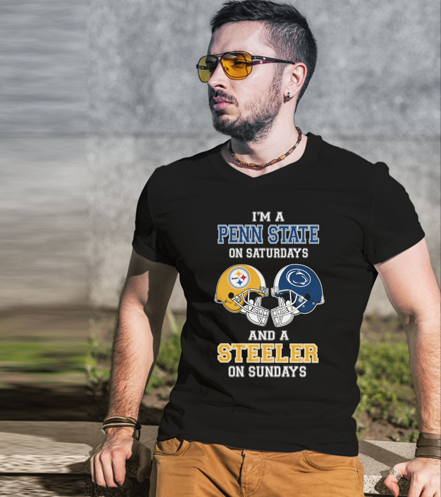Penn State Saturdays Steelers Sundays Football Helmets T-Shirt