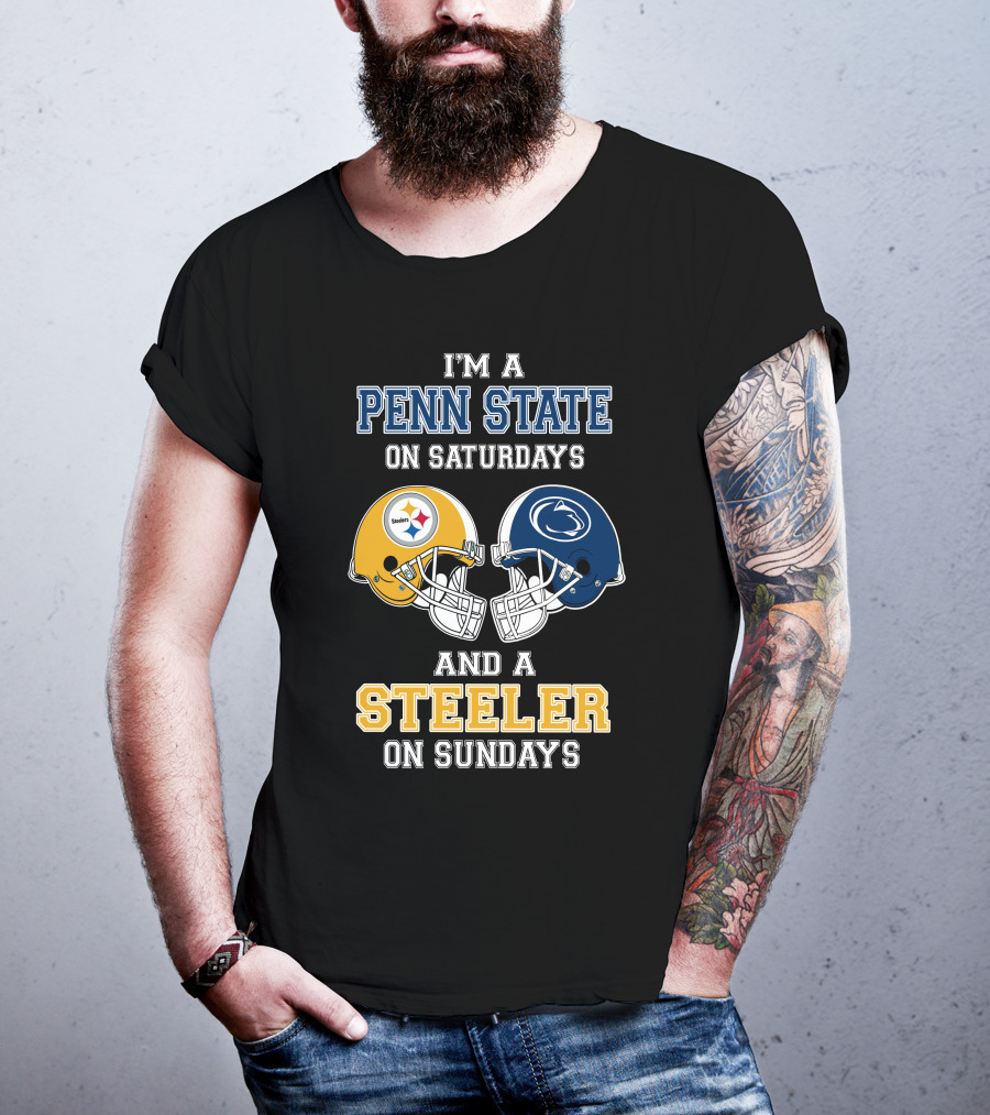 Penn State Saturdays Steelers Sundays Football Helmets T-Shirt