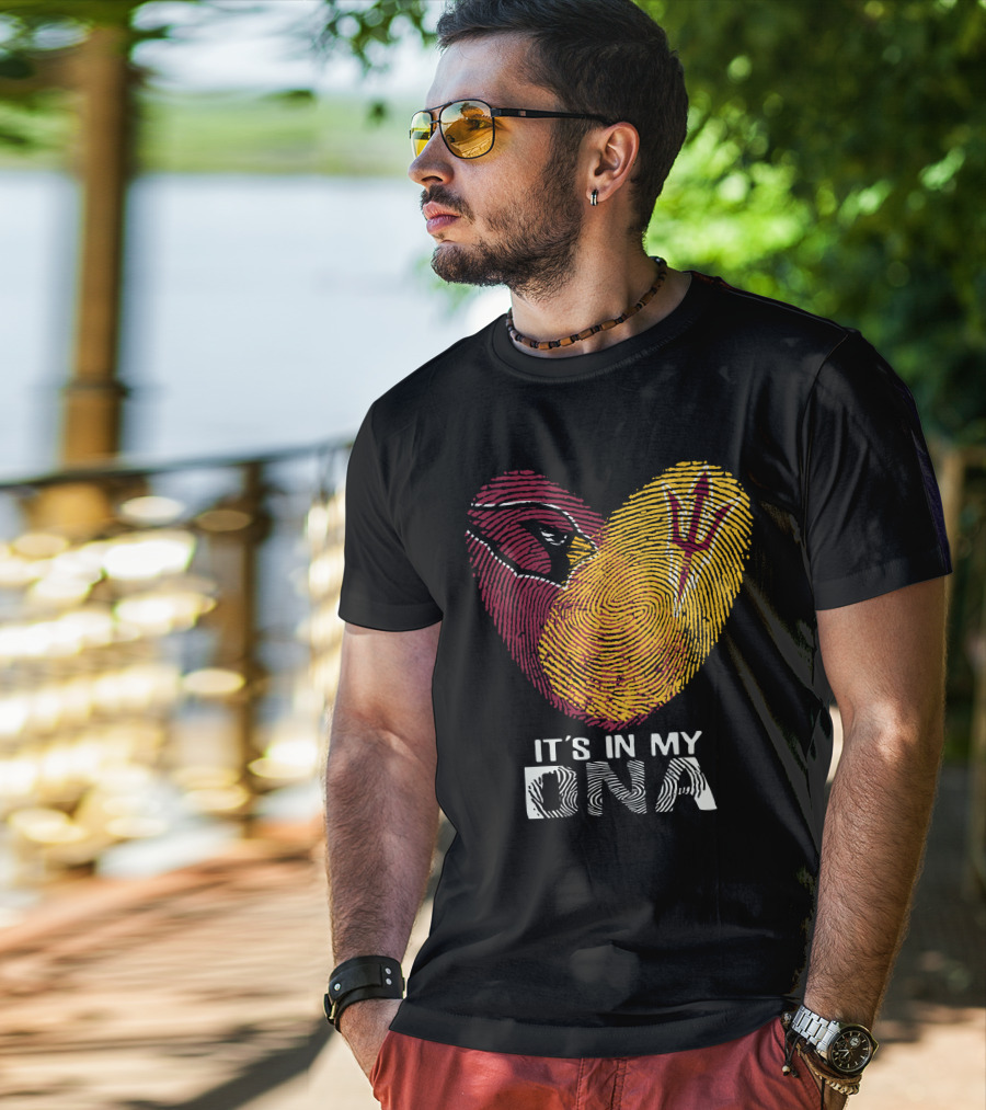 Arizona Cardinals Arizona State It's In My Dna Fingerprint Heart T-Shirt