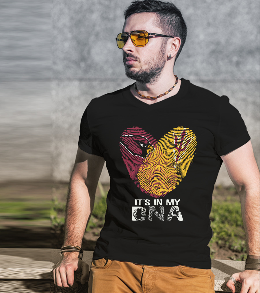 Arizona Cardinals Arizona State It's In My Dna Fingerprint Heart T-Shirt