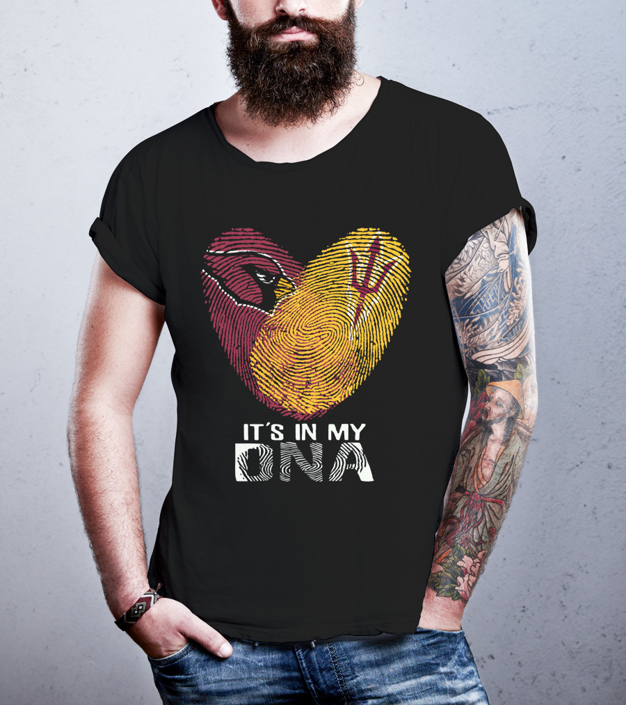 Arizona Cardinals Arizona State It's In My Dna Fingerprint Heart T-Shirt
