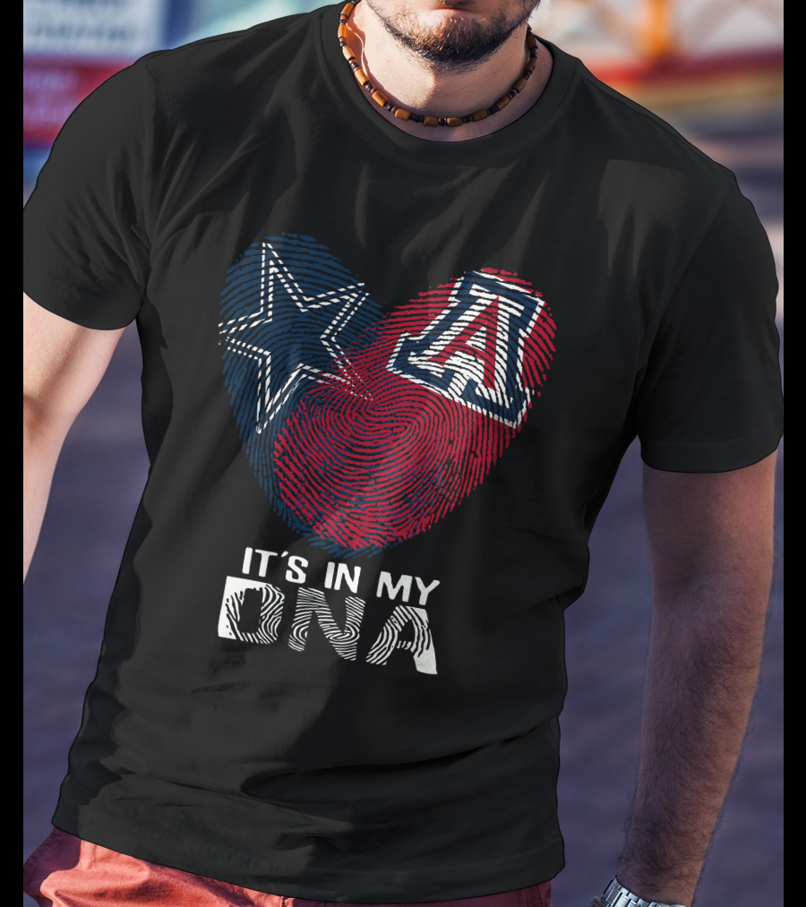 Cowboys Arizona Wildcats It's In My DNA Fingerprint Heart T-Shirt