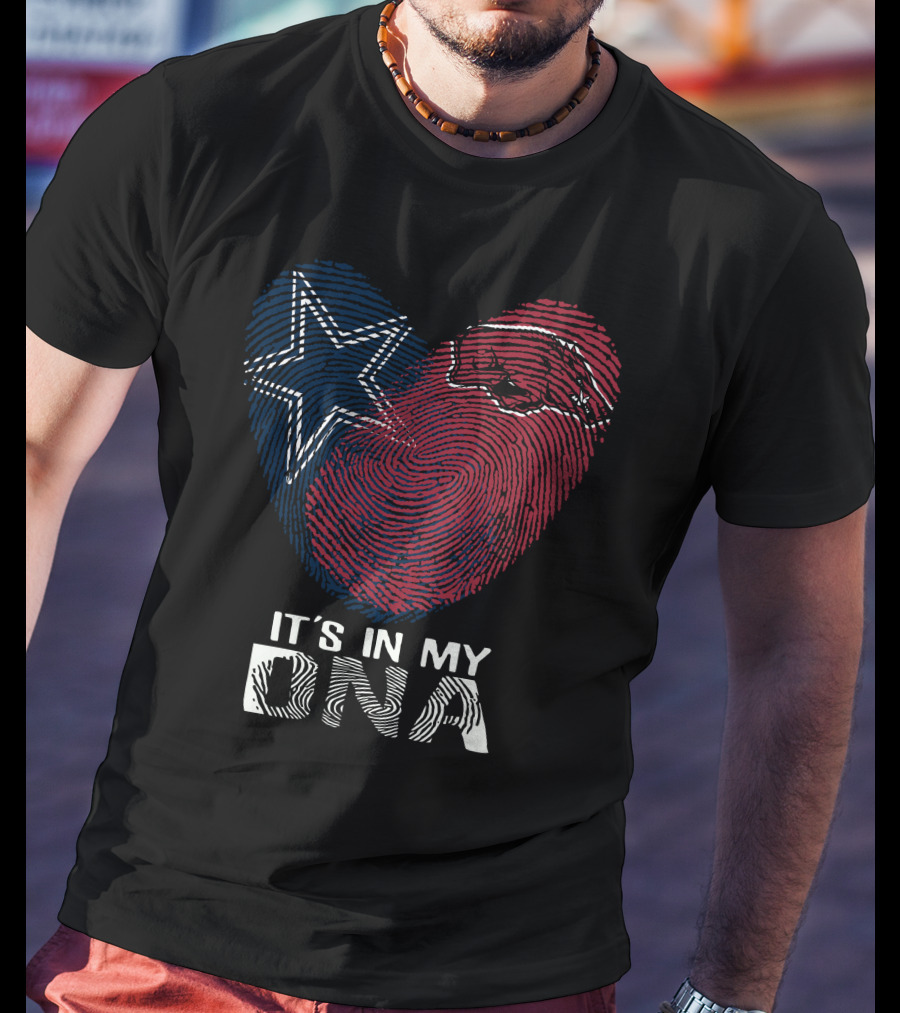Cowboys Arkansas Razorbacks It's In My DNA Fingerprint Heart With Star And Hog T-Shirt