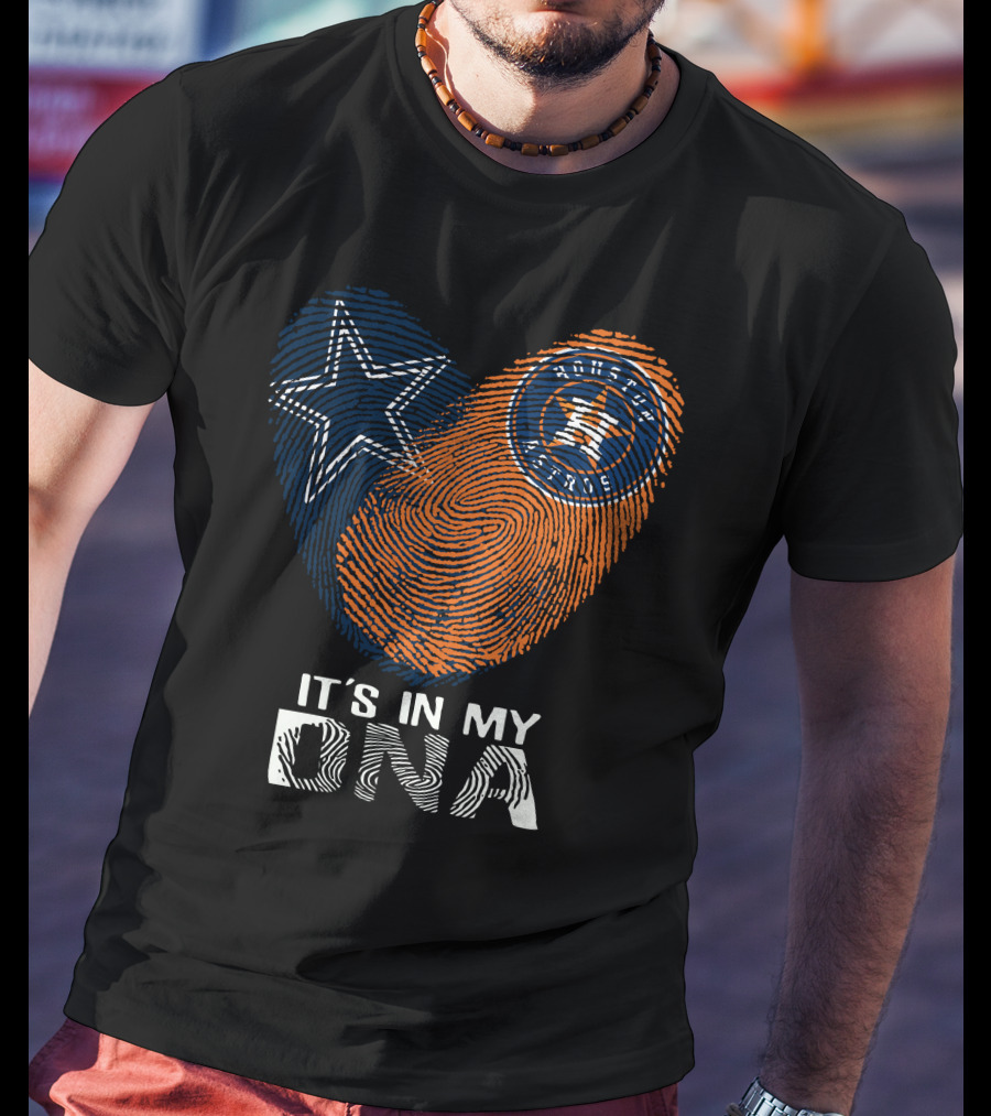 Cowboys Houston Astros Star Fingerprint It's In My DNA T-Shirt
