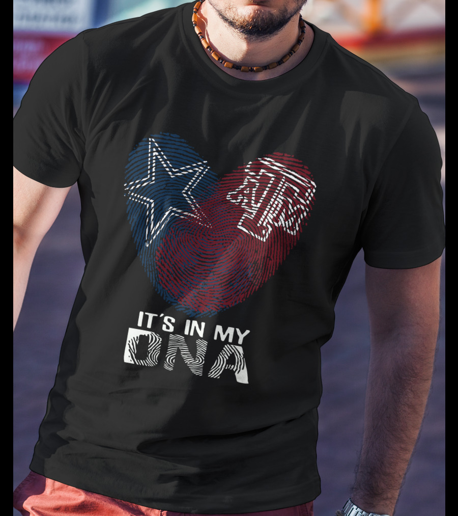 It's In My DNA Cowboys Texas A&M Aggies Star Logo Fingerprint T-Shirt