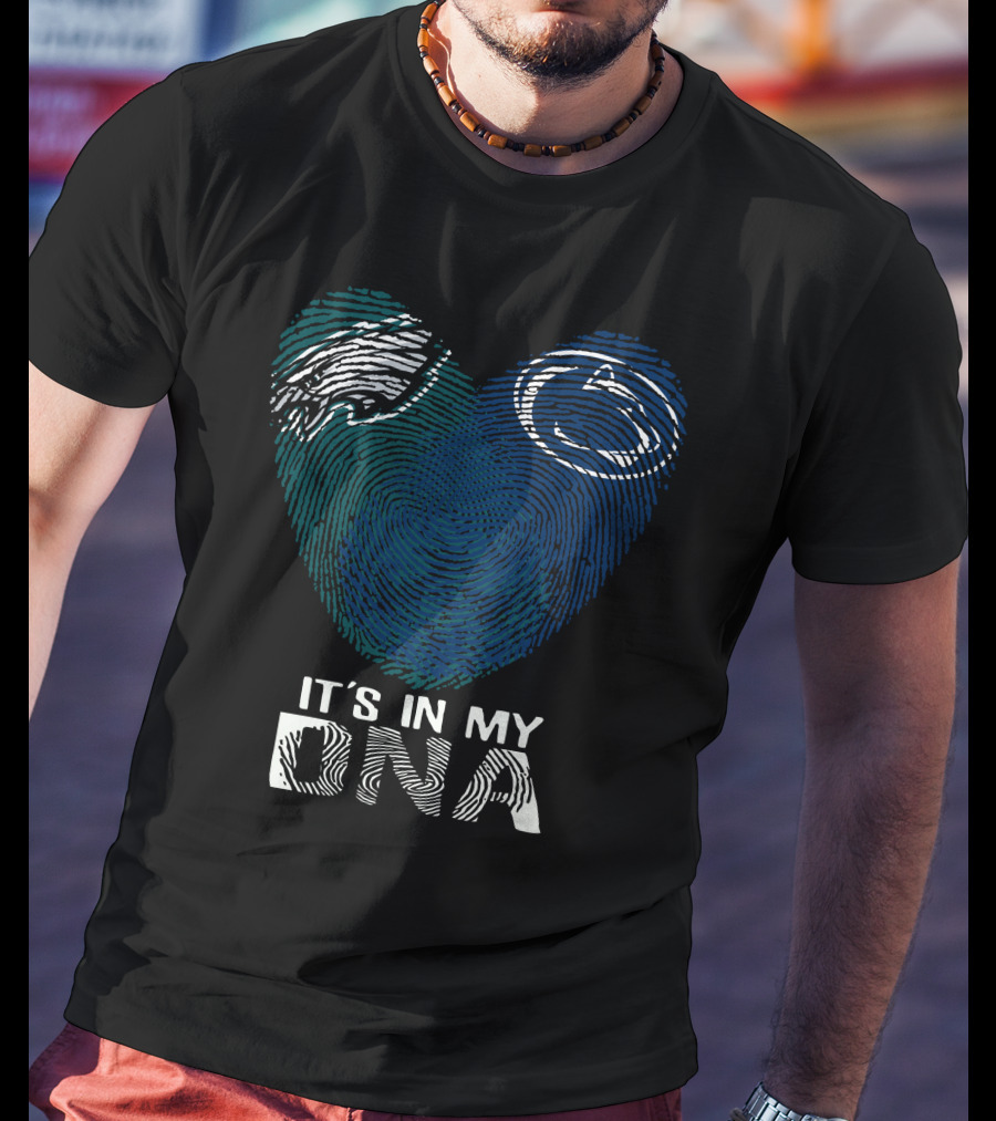 Philadelphia Eagles Penn State Fingerprint Heart It's In My DNA T-Shirt