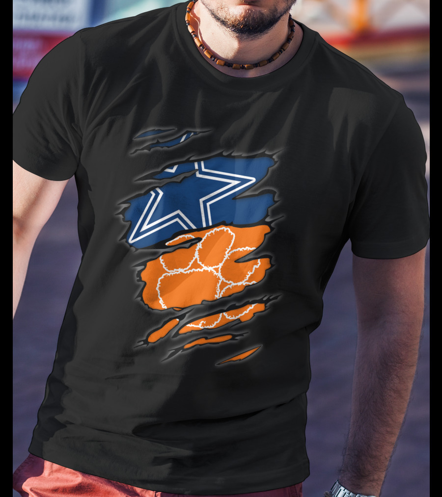 Dallas Cowboys Clemson Tigers Paw Claw Marks T-Shirt