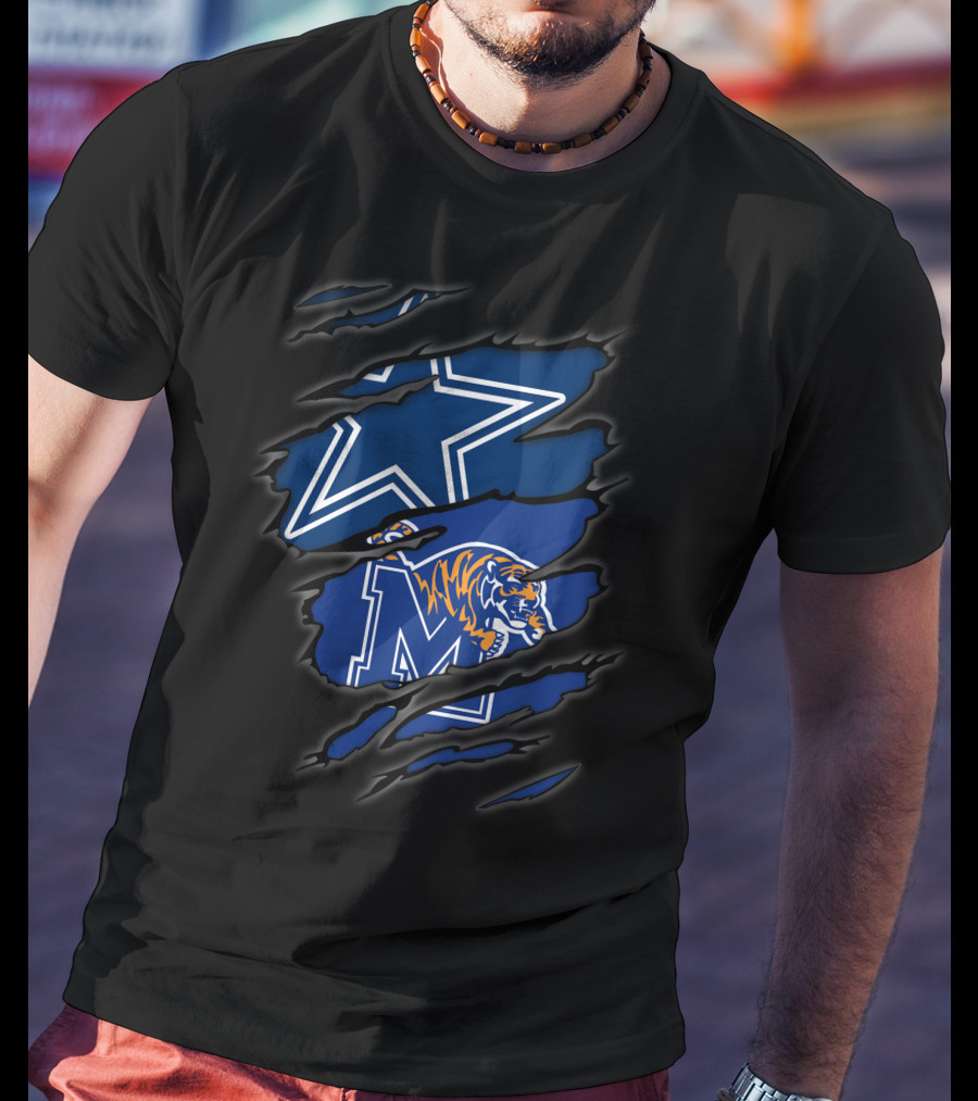 Dallas Cowboys Memphis Tigers Logo Mashup T-Shirt