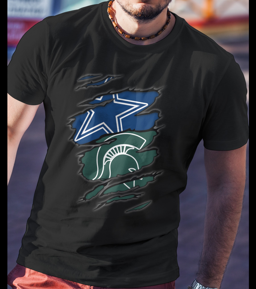 Dallas Cowboys Michigan State Spartans Ripped Design Blend T-Shirt